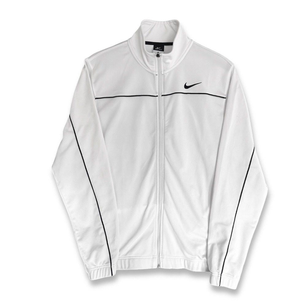 Nike Track Jacket Mens M White Dri-FIT Full Zip Piping Swoosh Logo